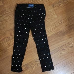 Old Navy jeggings, black/white polka dot, size 5T